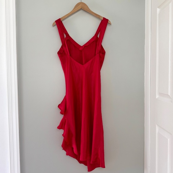 Victoria's Secret  Red Satin Slip Dress with Side Ruffle - Picture 5 of 10